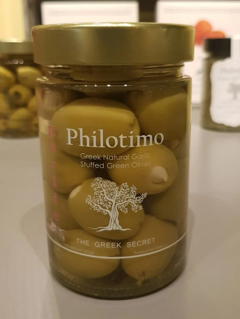 Philotimo - Grønne oliven fylte med Hvitløk