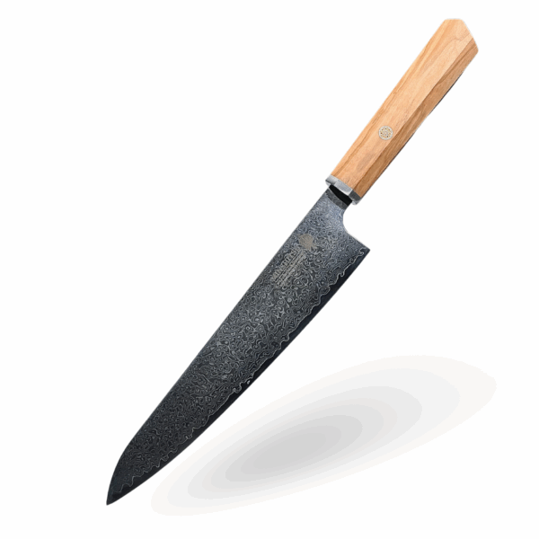 Minshitsu Olive Waves Kokkekniv 20 cm Damascus Stål