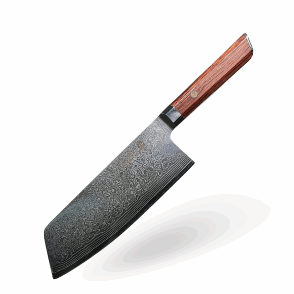 Minshitsu Brown Waves Butcher Kniv Damascus - Carbon center
