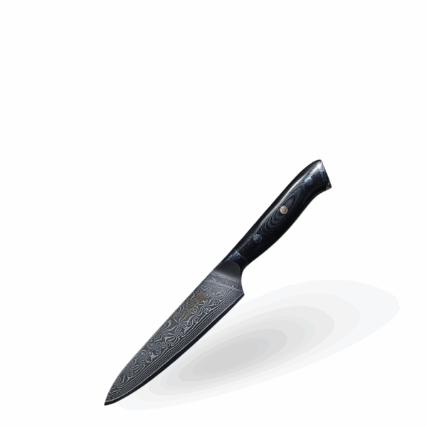Minshitsu Black Sand Utility Kniv Damascus 12 cm