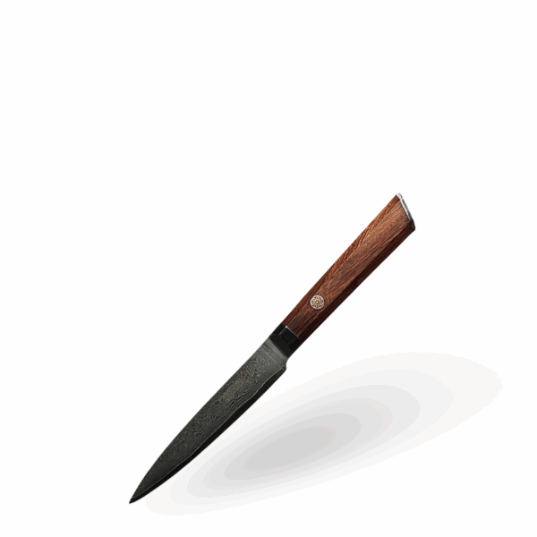 Minshitsu Brown Waves Utility Kniv Damascus 12 cm