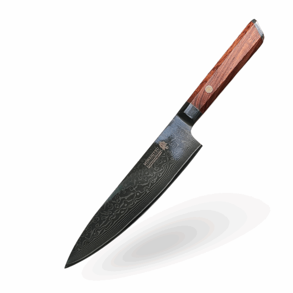 Minshitsu Brown Waves Kokkekniv 20 cm Damascus Stål