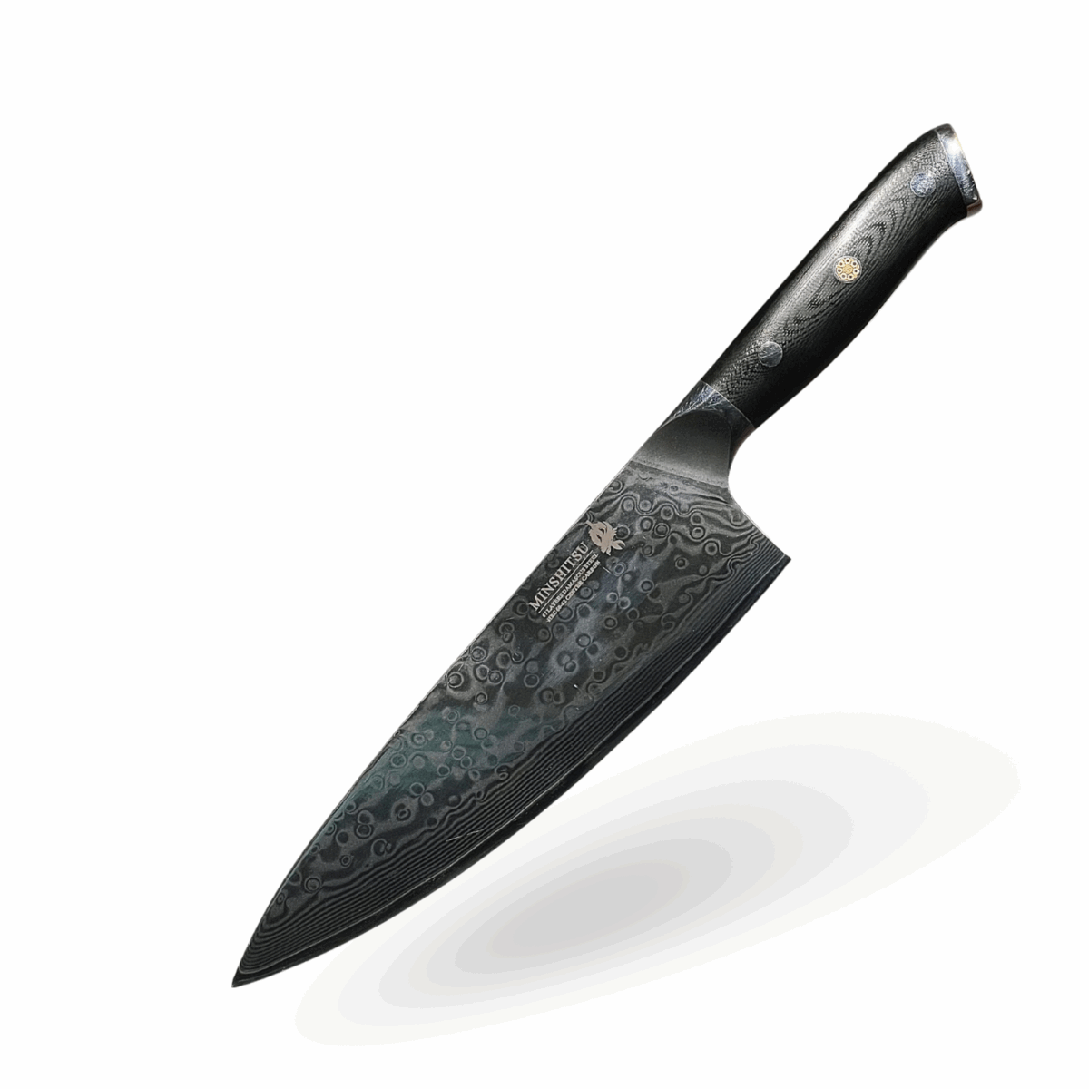 Minshitsu Black Sand Kokkekniv 20 cm Damascus Stål