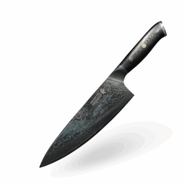 Minshitsu Black Sand Kokkekniv 20 cm Damascus Stål